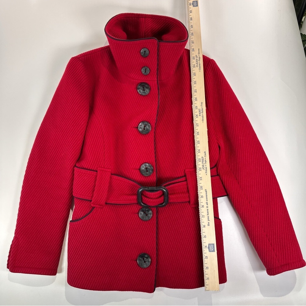 Soia & Kyo Red Belted Pea Coat Jacket Womens S - Picture 12 of 12